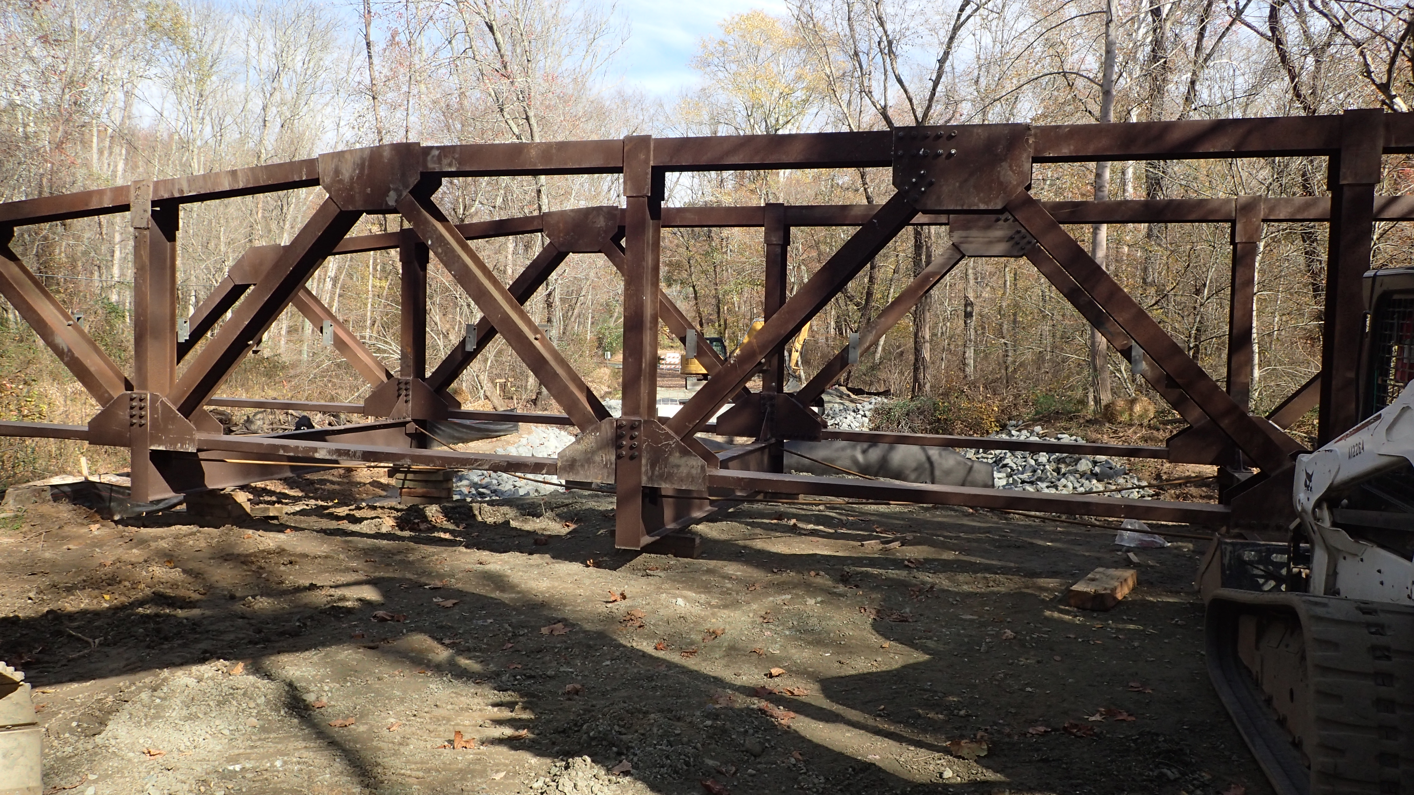 A replacement bridges awaits placement over Accokeek Creek.